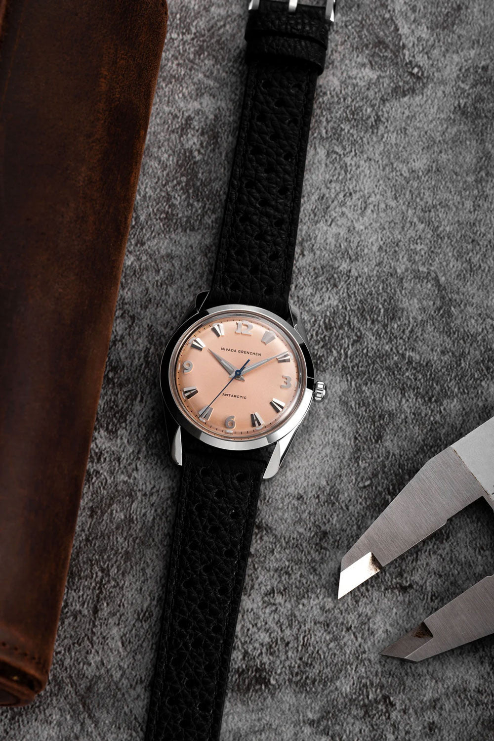 Nivada Grenchen Antarctic 35mm Limited Edition 100 pcs Black Leather 35018M17