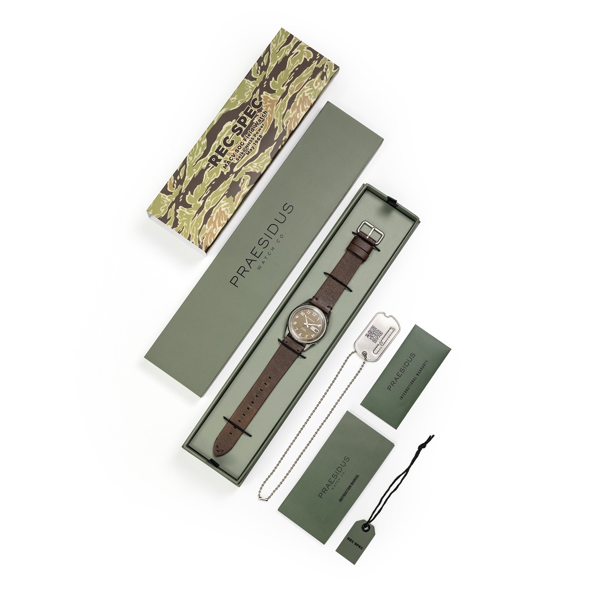 Praesidus Rec Spec Khaki Brown 38 mm brunt läder P-38-KTW-BRCK1
