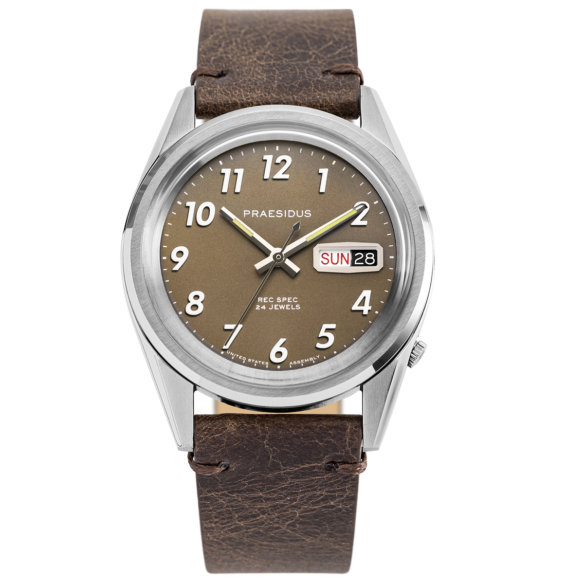 Praesidus Rec Spec Khaki Brown 38Mm Brown Leather P-38-KTW-BRCK1