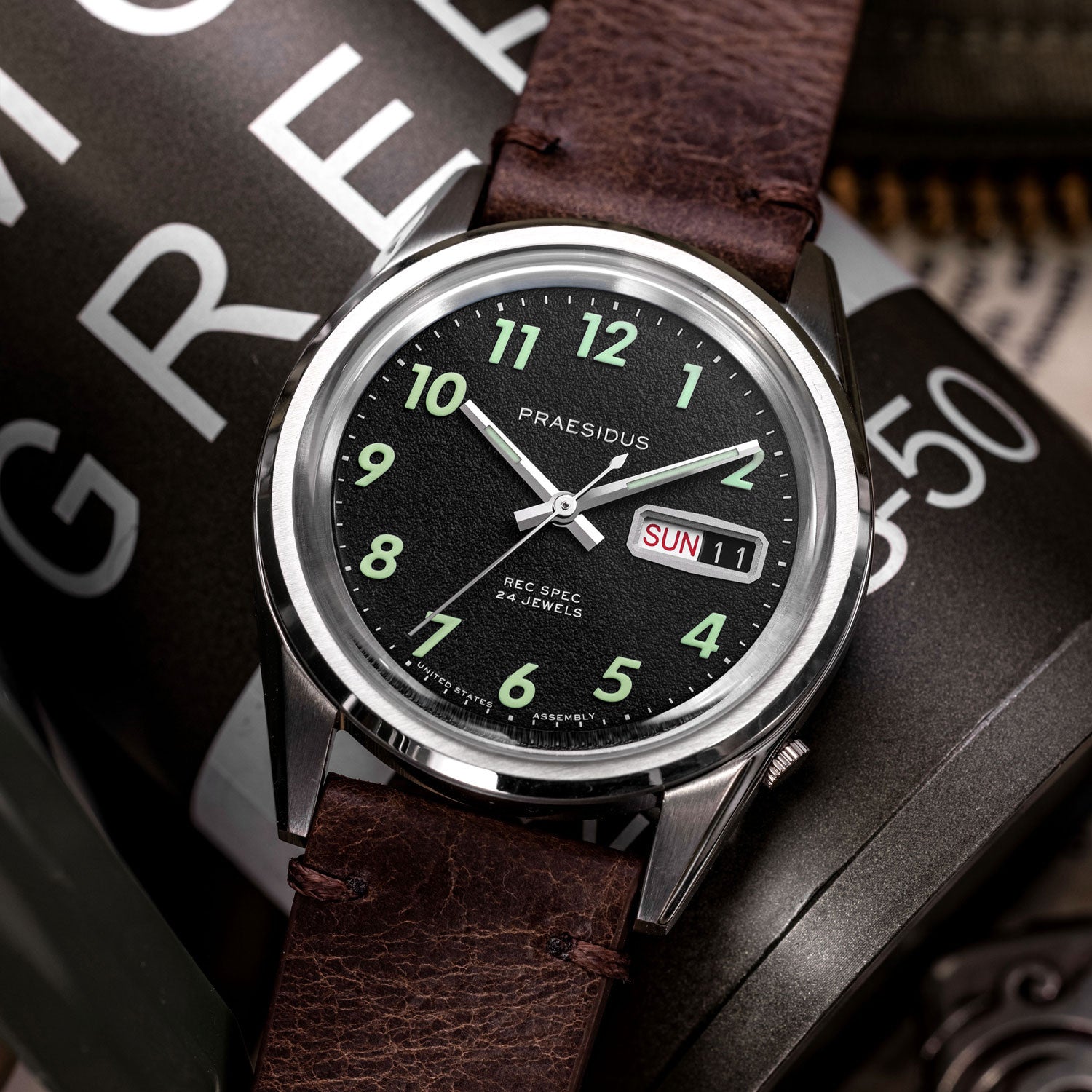 Praesidus Rec Spec OG Popcorn Brown Leather Strap P-38-BTG-BRCK1