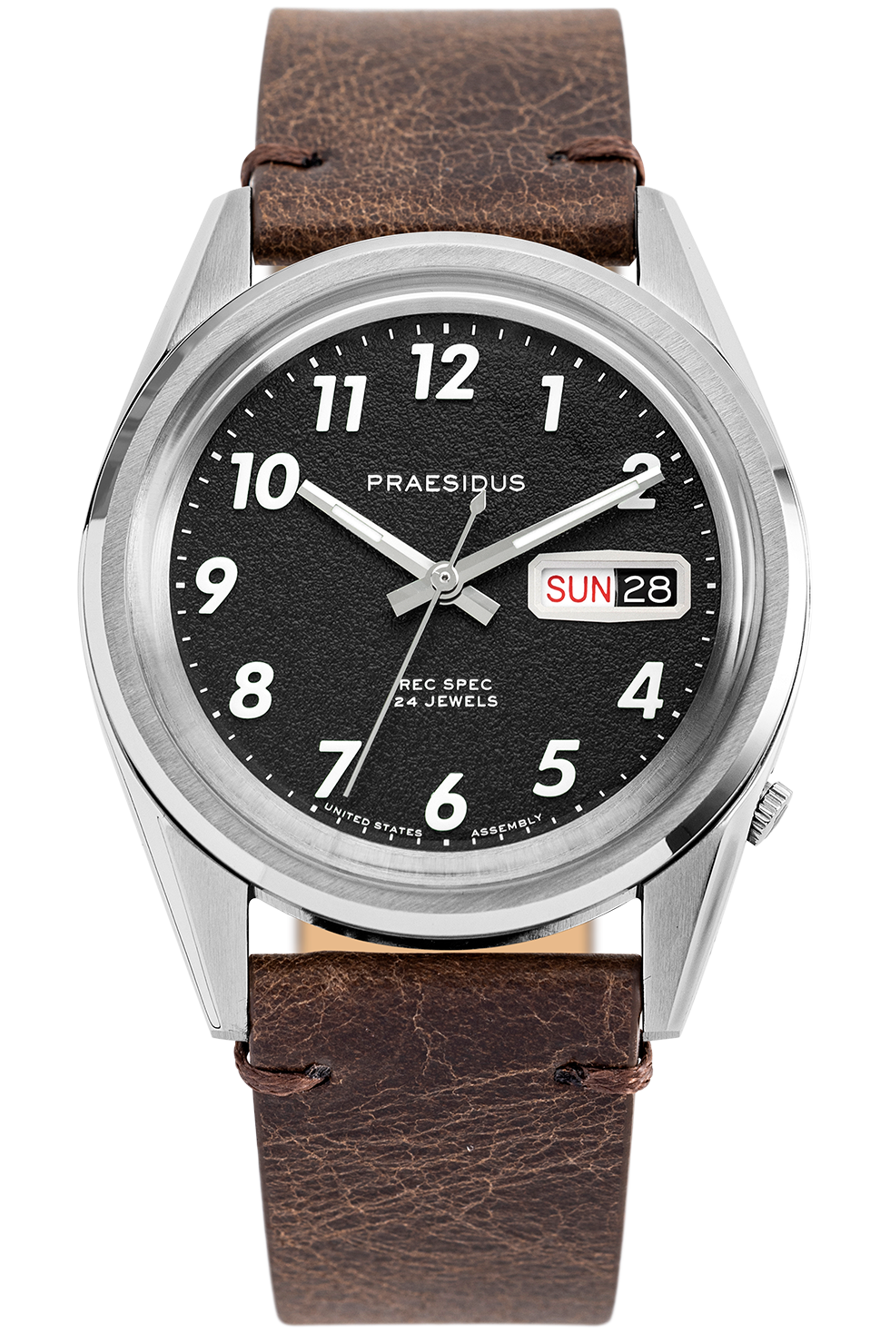 Praesidus Rec Spec White Popcorn Brown Leather Strap P-38-BTW-BRCK1