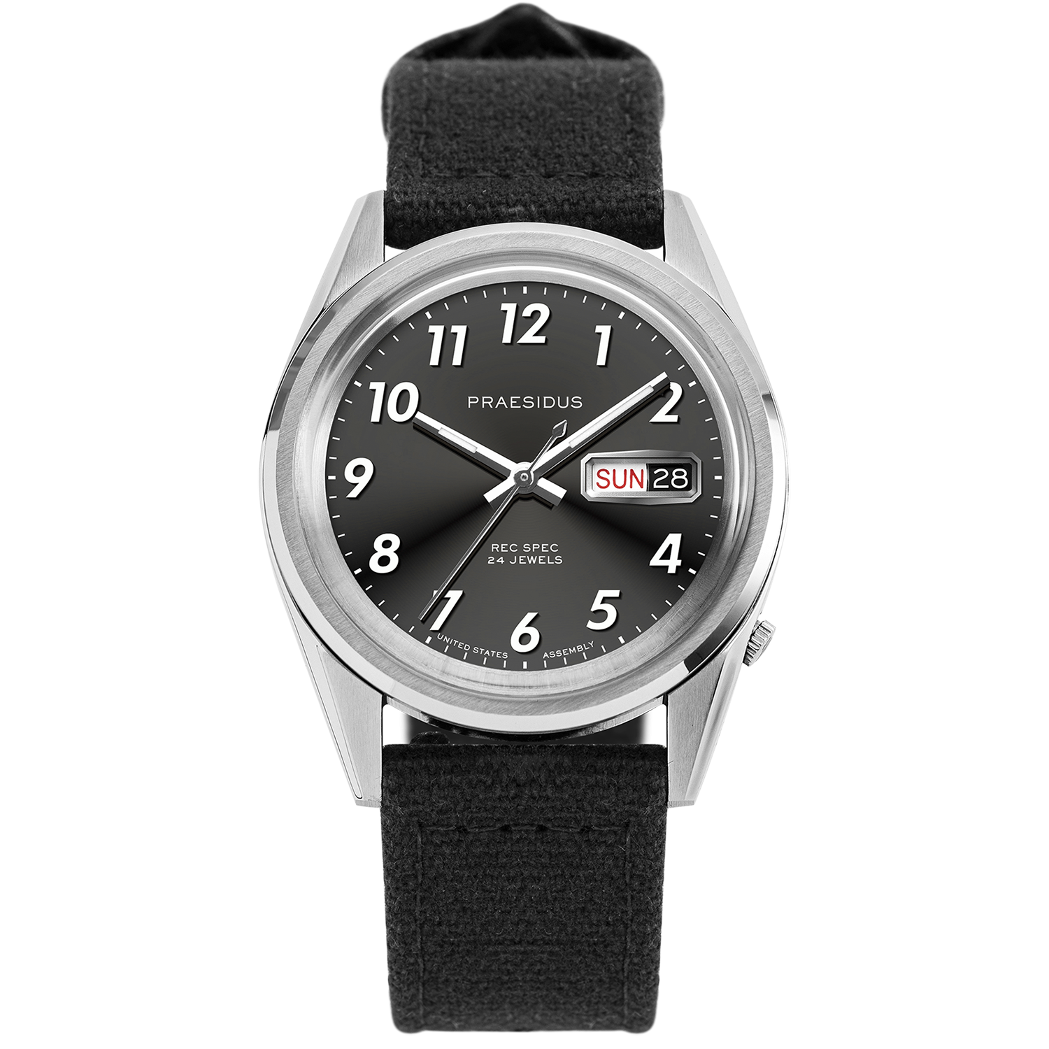 Praesidus Rec Spec White Sunray 38Mm Black Canvas Strap P-38-DTW-BCK1