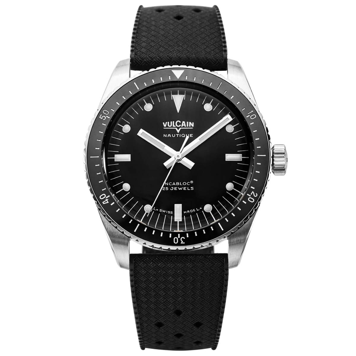 Vulcain Skindiver Nautique Black & Rubber Strap 660170B07.BAR200