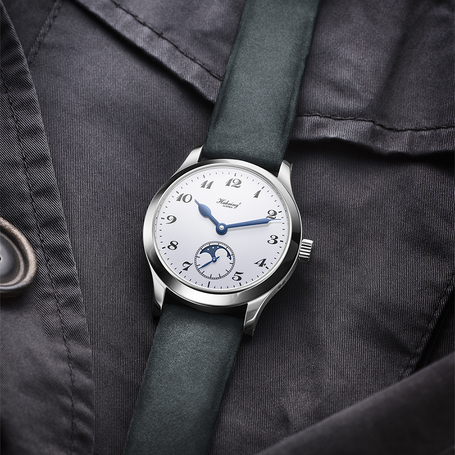 Habring2 Oskar Moonphase White & Leather HBR2OSKRMPWHTE