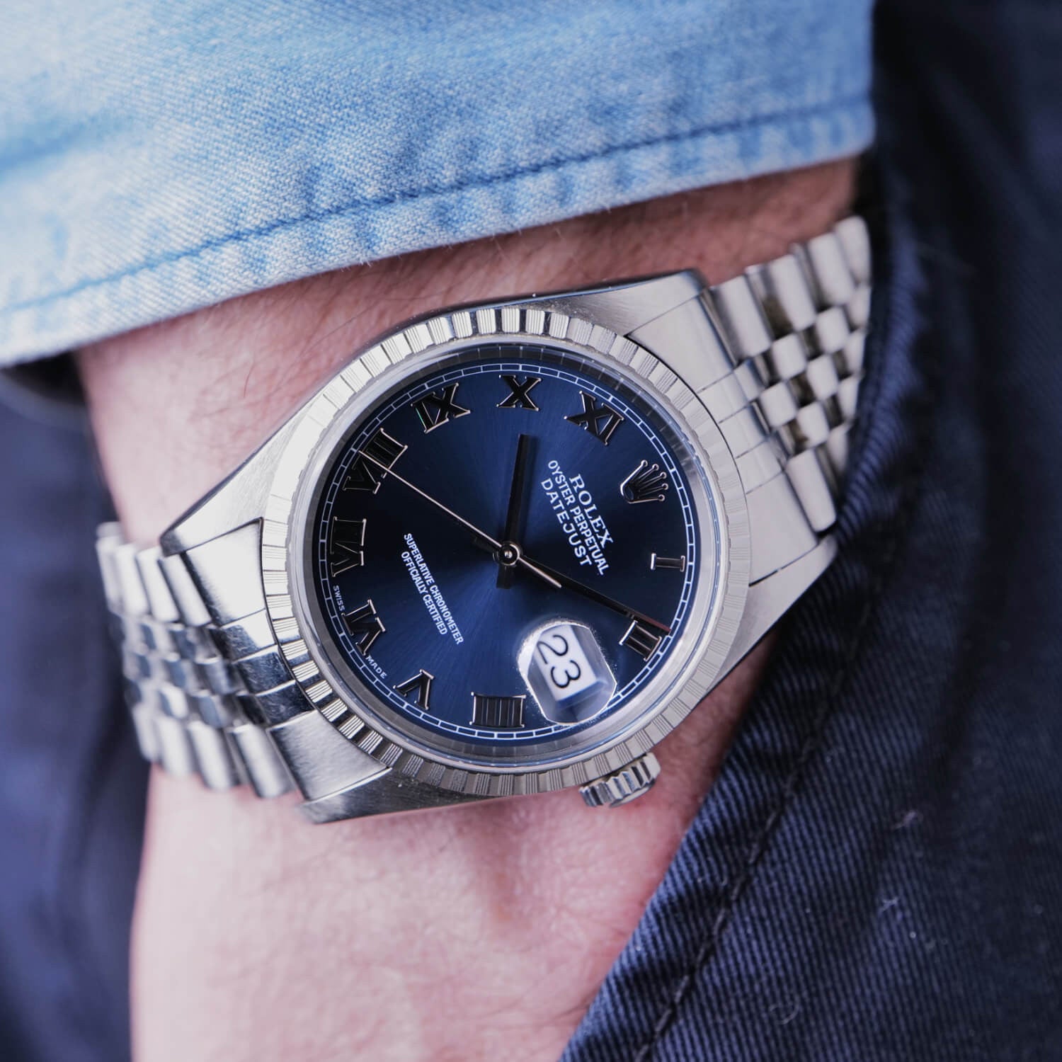 BEGAGNAD Rolex Datejust 36 Blå 16220