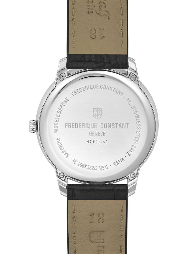 Frédérique Constant Classics Moneta Moonphase 37mm Svart Urtavla & Läderband FC-206B3S6
