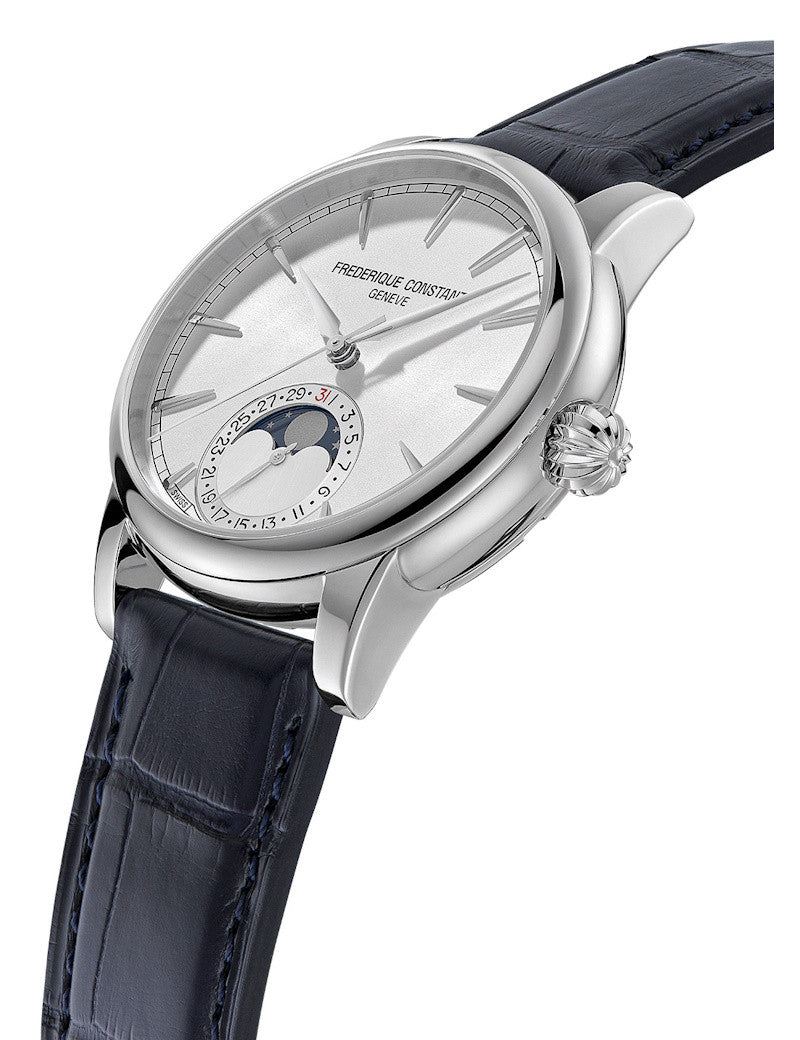 Frederique Constant Manufacture Moonphase Silver & Leather strap FC-716S3H6