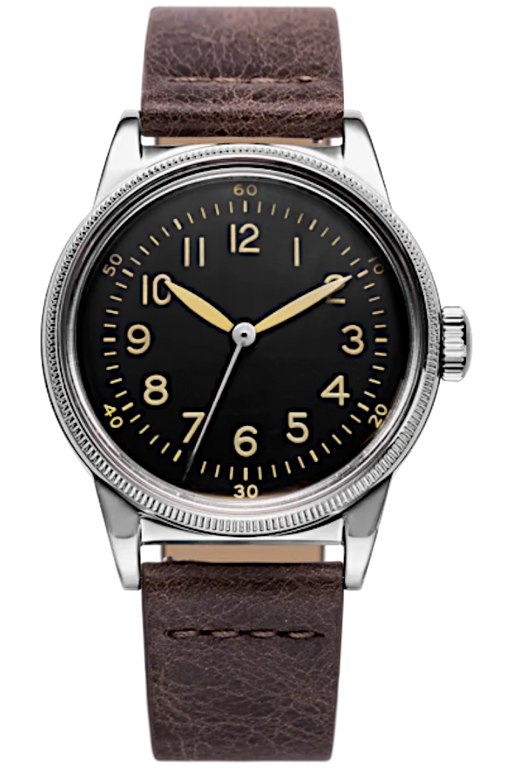 Praesidus A-11 Type 44 Patina 38mm Landeron 21-Dark Brown Leather P-38-MBE-DBRAGL21