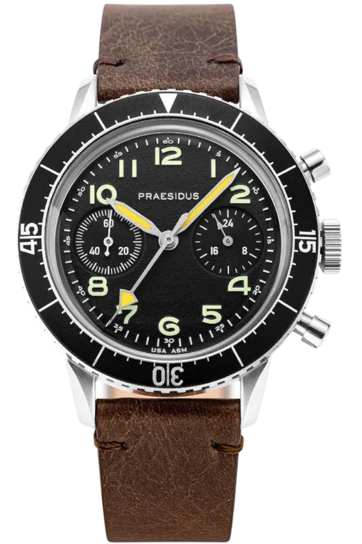 Praesidus Type H-75 Version B Steel & Brown Leather P-38-H75-MB-DBRK1