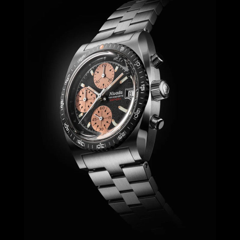 Nivada Grenchen Chronosport Mecaquartz Salmon & Steel 77002Q45