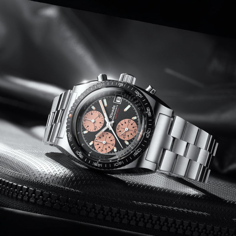 Nivada Grenchen Chronosport Mecaquartz Salmon & Steel 77002Q45