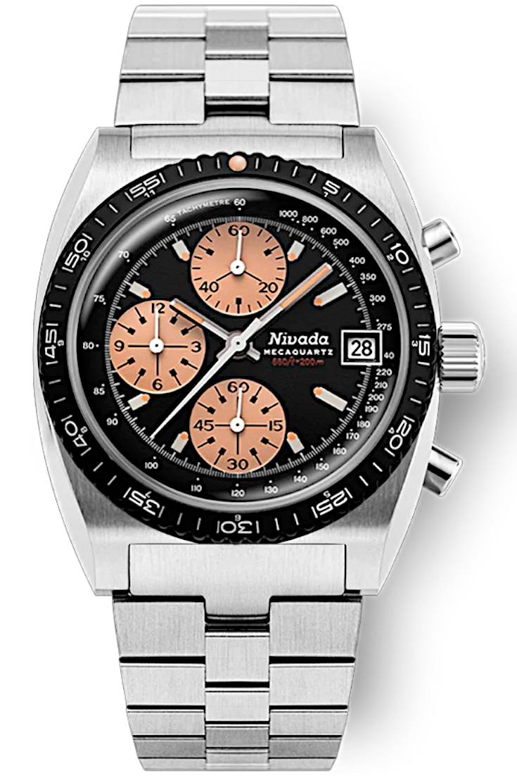 Nivada Grenchen Chronosport Mecaquartz Salmon & Steel 77002Q45