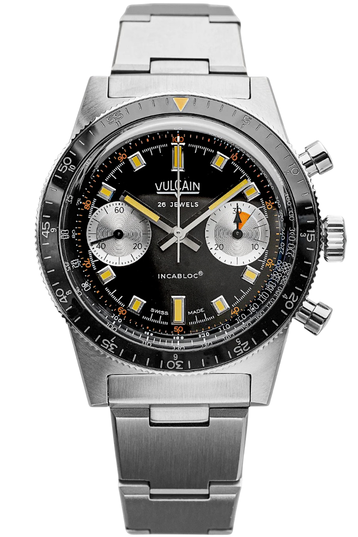 Vulcain Skindiver Chronograph Svart & Stållänk 590176A07.BHM286
