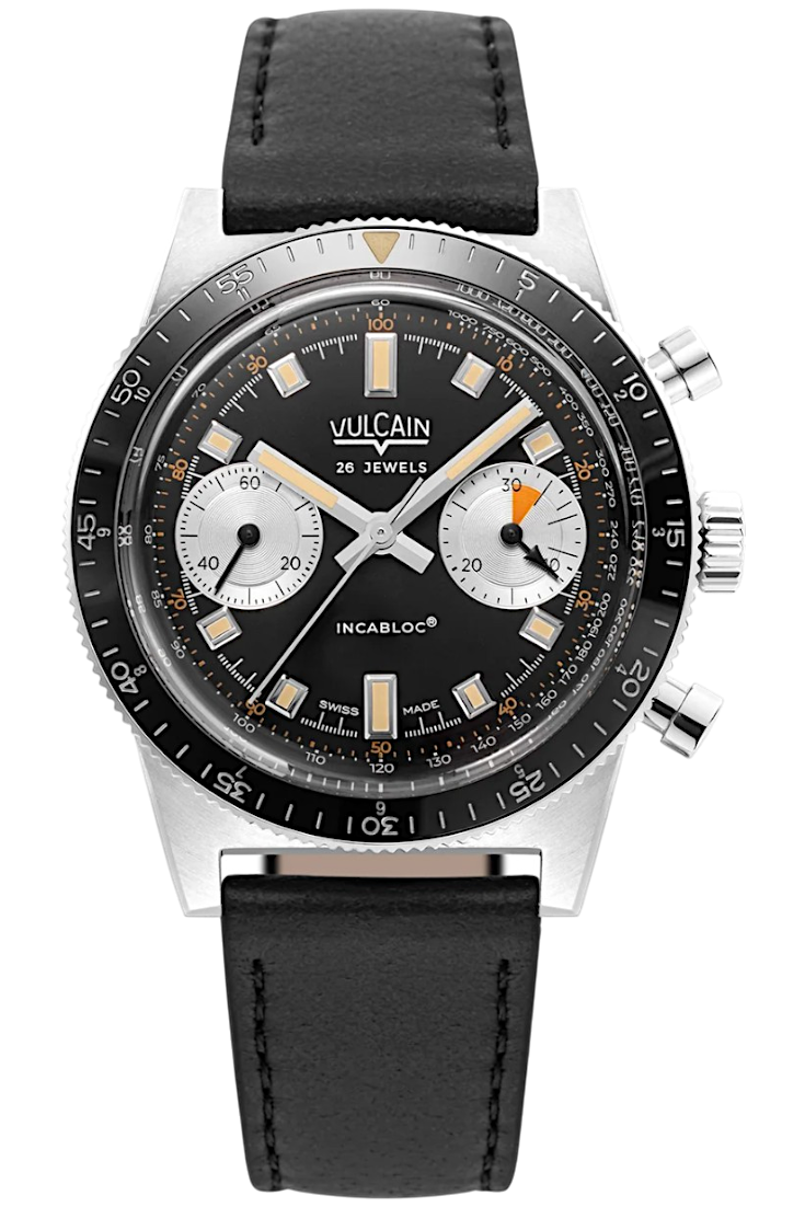 Vulcain Skindiver Chronograph Svart & Läder 590176A07.BAC201