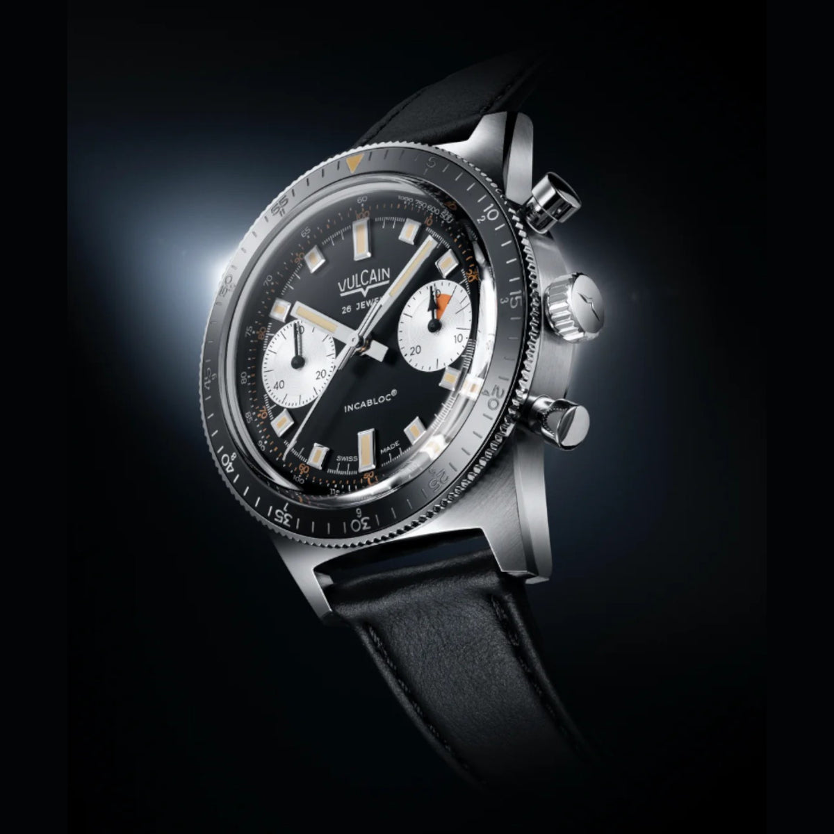 Vulcain Skindiver Chronograph Svart & Läder 590176A07.BAC201