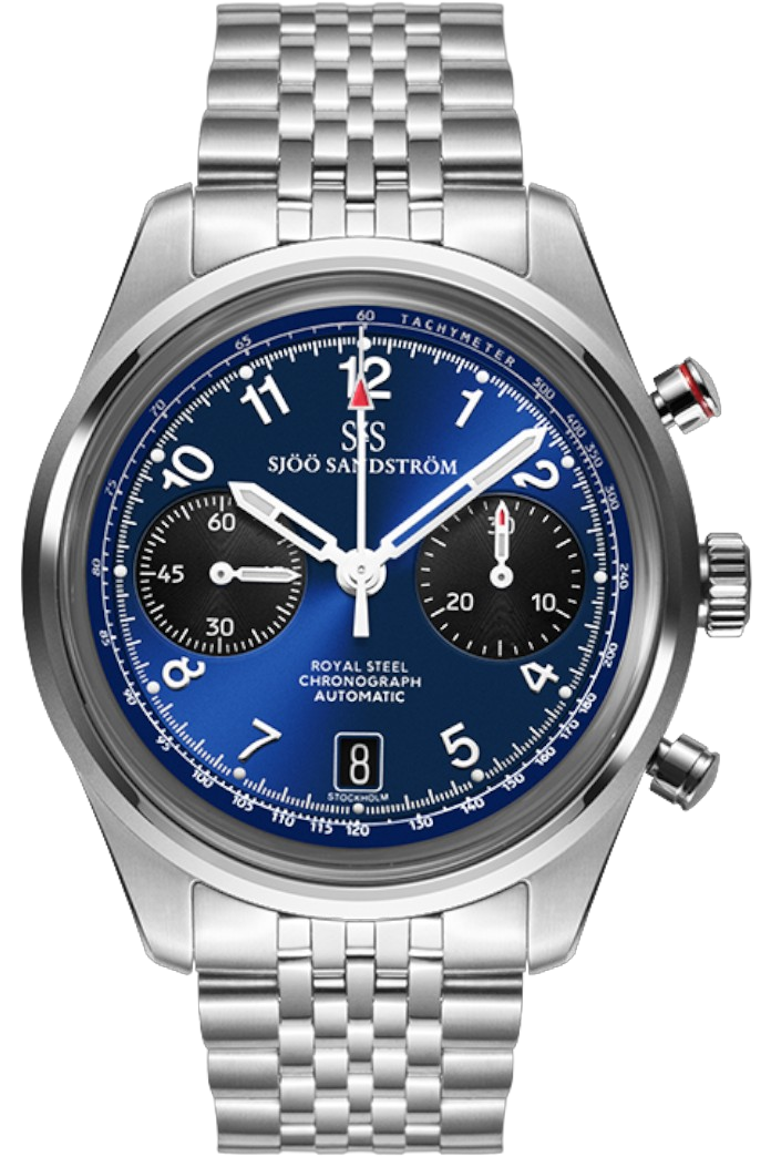 Sjöö Sandström - Royal Steel Chronograph 40mm Blå & Stållänk 021739