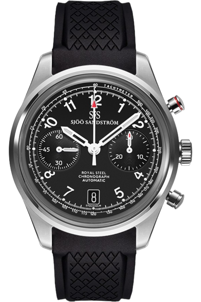 Sjöö Sandström - Royal Steel Chronograph 40mm Black & Rubber strap 021538