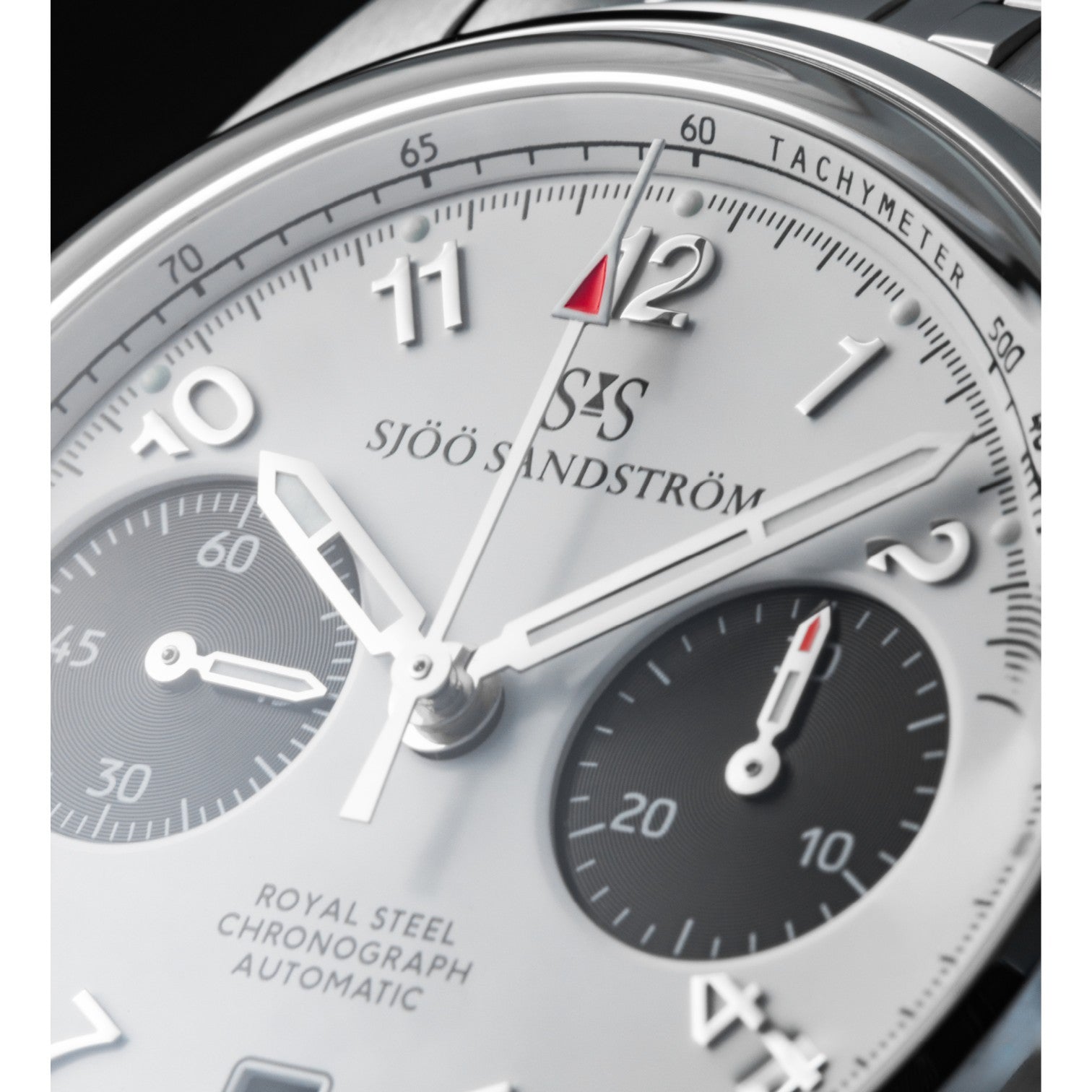 Sjöö Sandström - Royal Steel Chronograph 40mm White & Rubber Strap 021637