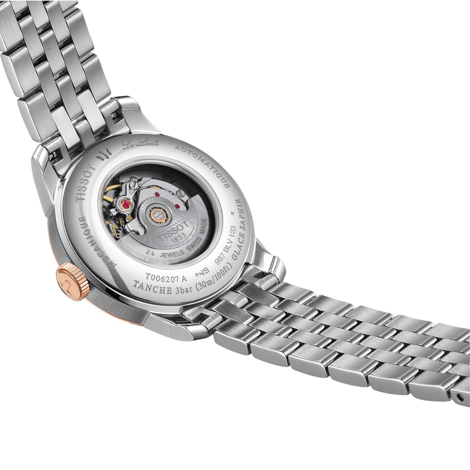 Tissot - Le Locle Automatisk Dam Vit & Rose Guld PVD 29mm T0062072203600
