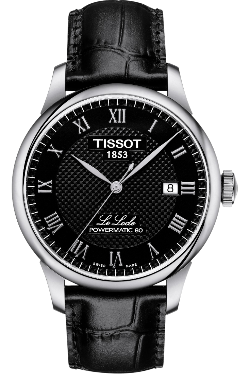 Tissot - Le Locle Svart & Läder Powermatic 80 Silver & läderband T0064071605300