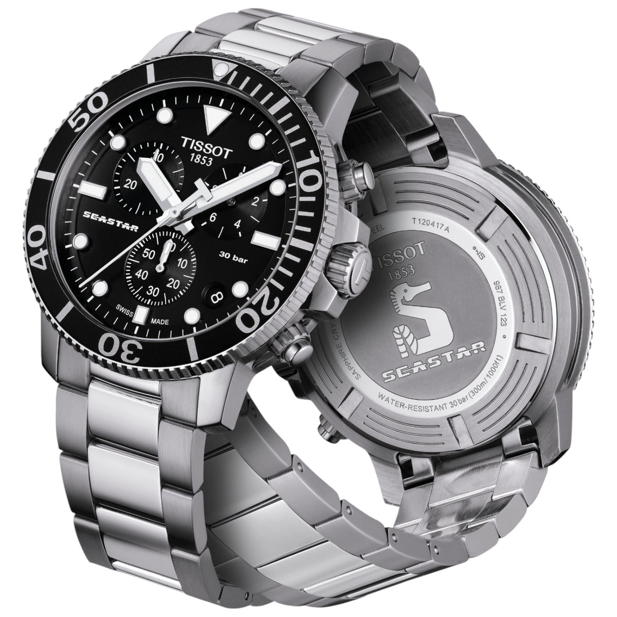 Tissot Seastar 1000 Chronograph Black & Steel Gent's Watch T1204171105100