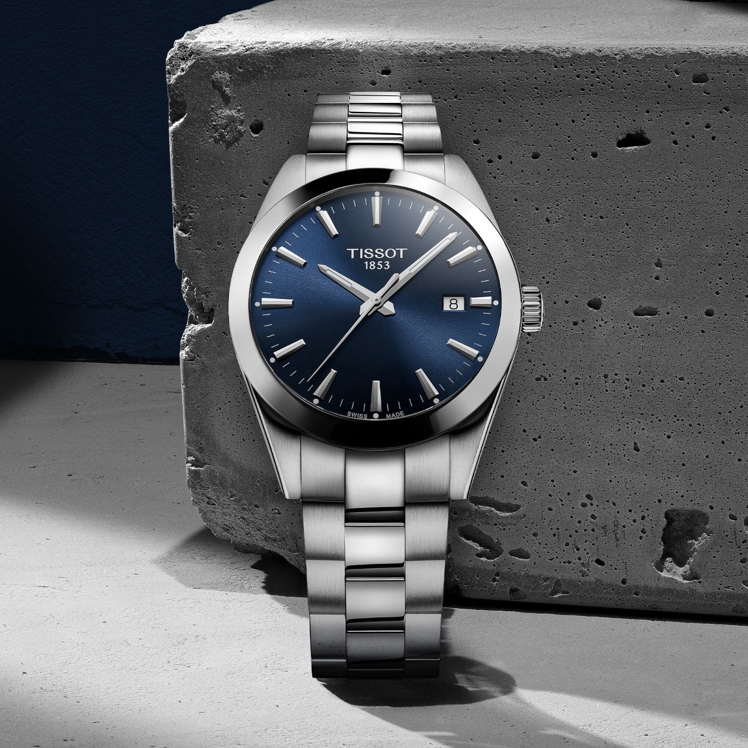 Tissot - Gentleman Kvartz Blå & Stållänk 40mm T1274101104100