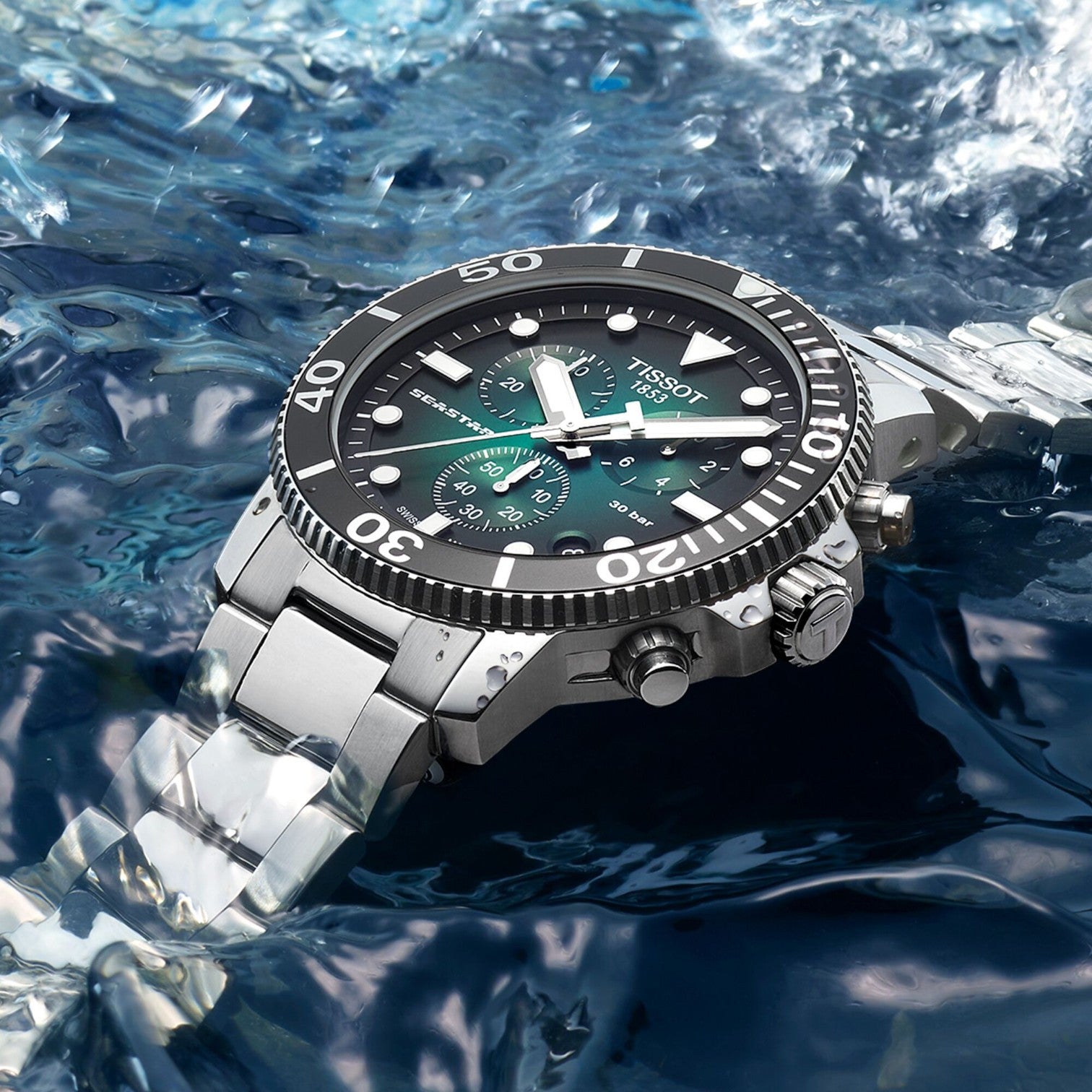 Tissot Seastar 1000 Kronograf Grön & Stål Herrklocka T1204171109101