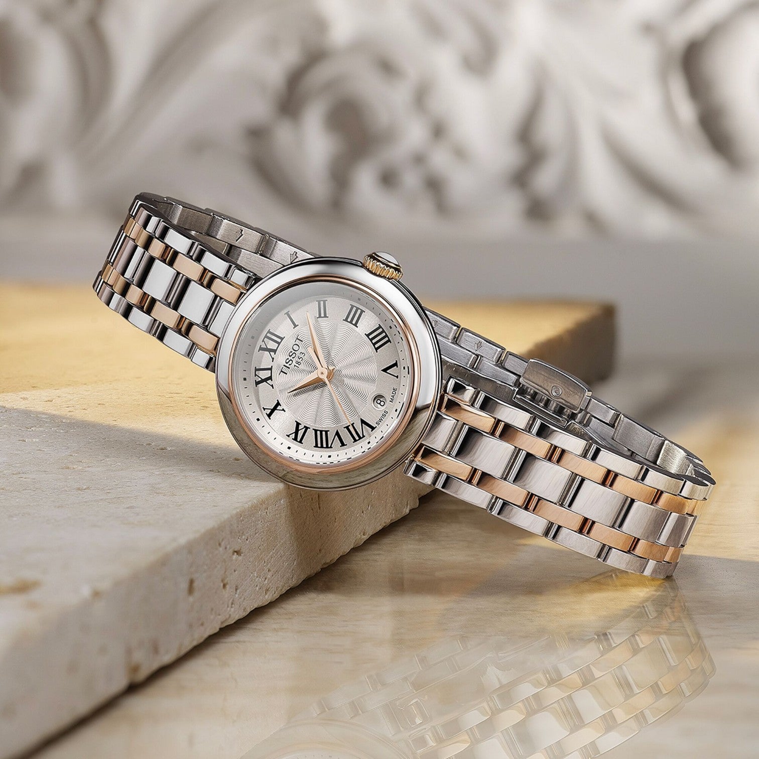 Tissot - Bellissima Silver & Rose Gold PVD Steel Bracelet T1260102201301