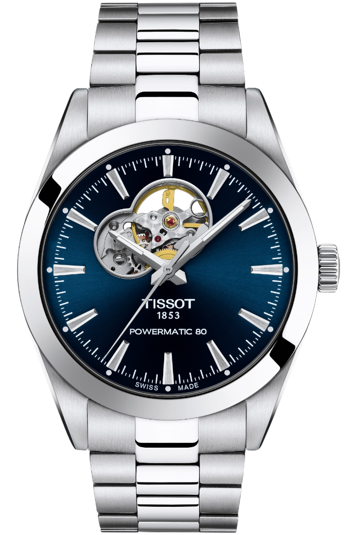Tissot Gentleman Powermatic 80 Open Heart Blue & Steel 40mm T1274071104101