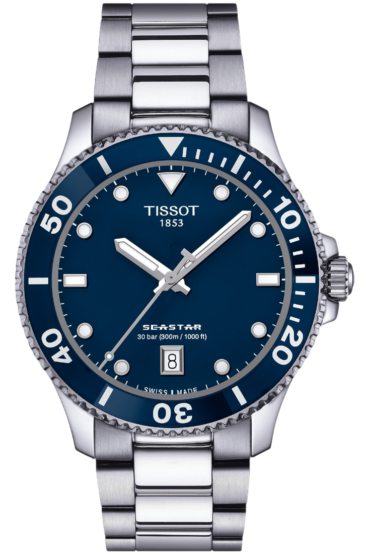 Tissot Seastar 1000 Kvartz 40mm Blå & Stållänk T1204101104100