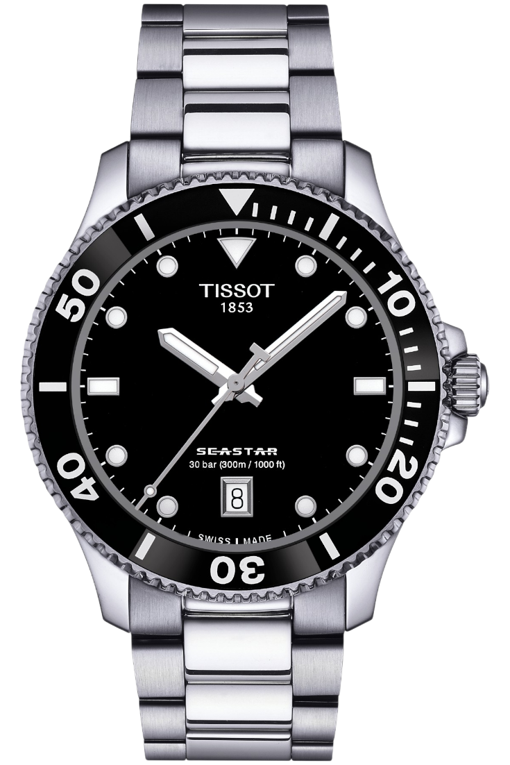 Tissot Seastar 1000 Quartz 40mm Black & Steel Bracelet T1204101105100