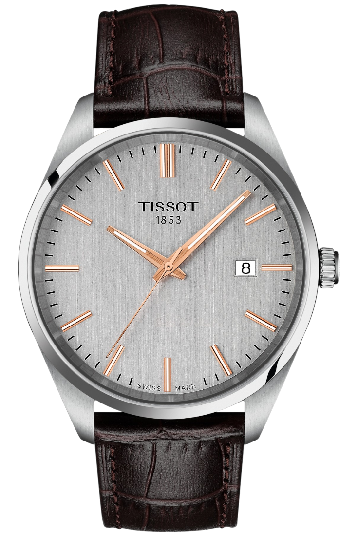 Tissot PR 100 Silver Urtavla & Brunt Läderband T1504101603100
