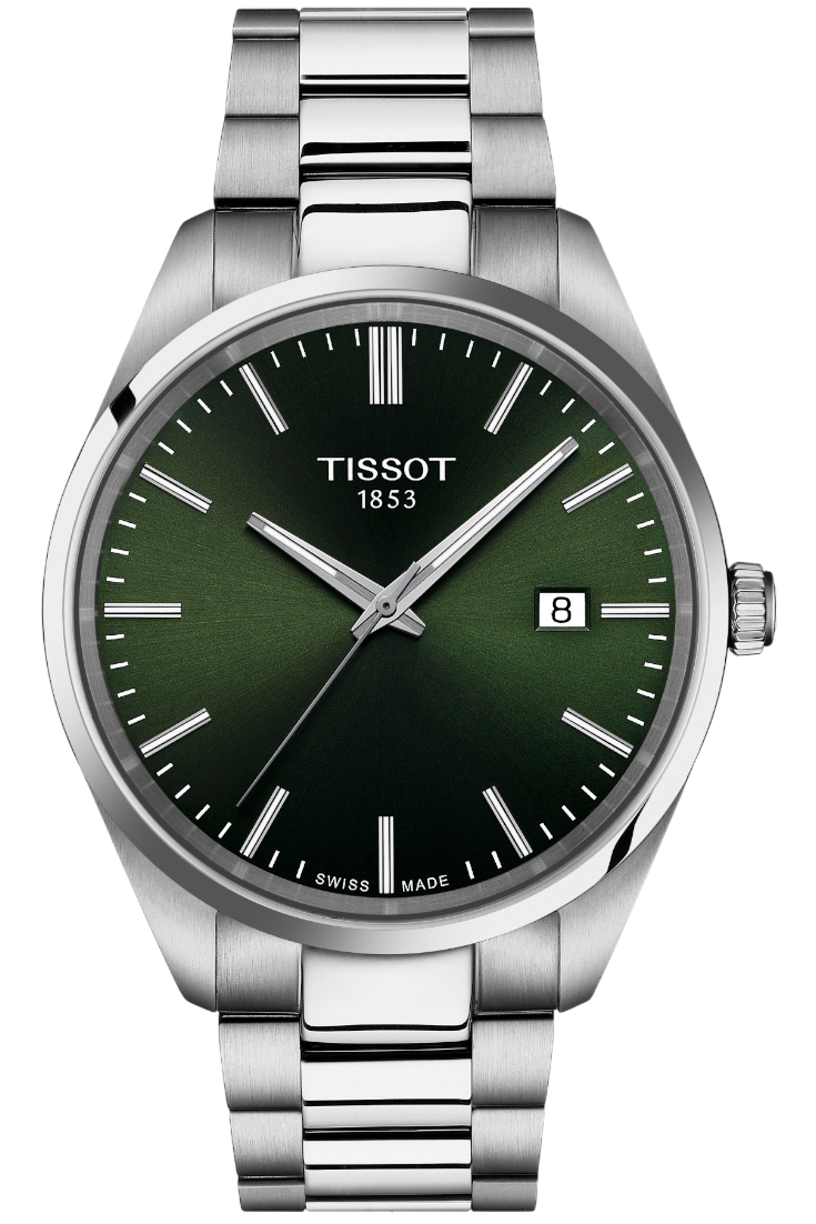 Tissot PR 100 Kvarts Herrklocka Grön & Stållänk T1504101109100
