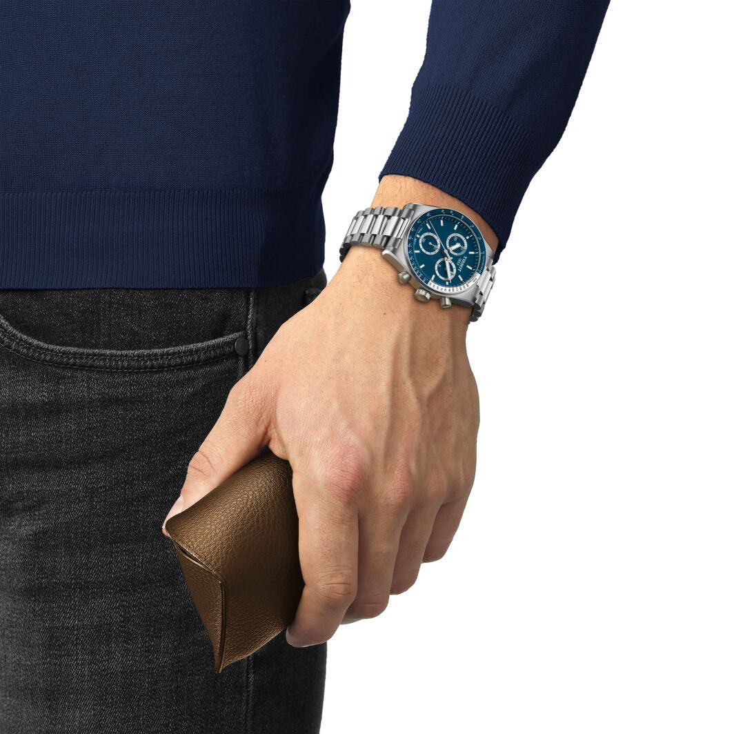 Tissot PR516 Kronograf Kvarts Herrklocka Blå & Stållänk T1494171104100