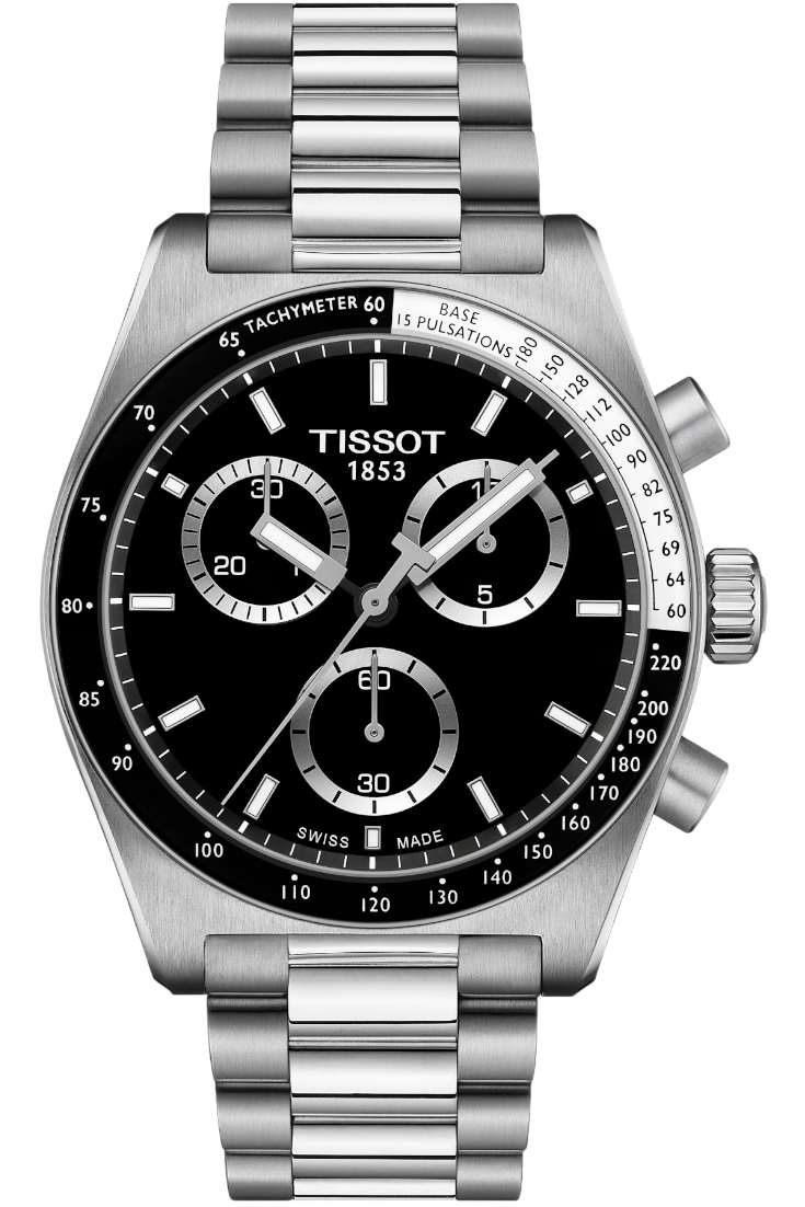 Tissot PR516 Kronograf Kvarts Herrklocka Svart & Stållänk T1494171105100