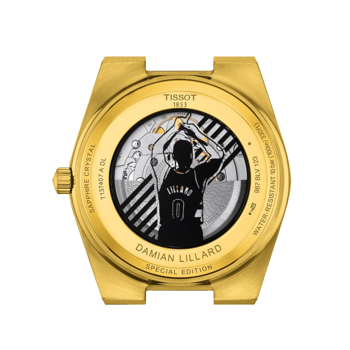 Tissot PRX Powermatic 80 Damian Lillard Special Edition 40mm Svart Urtavla & Guld PVD Stållänk T1374073305100