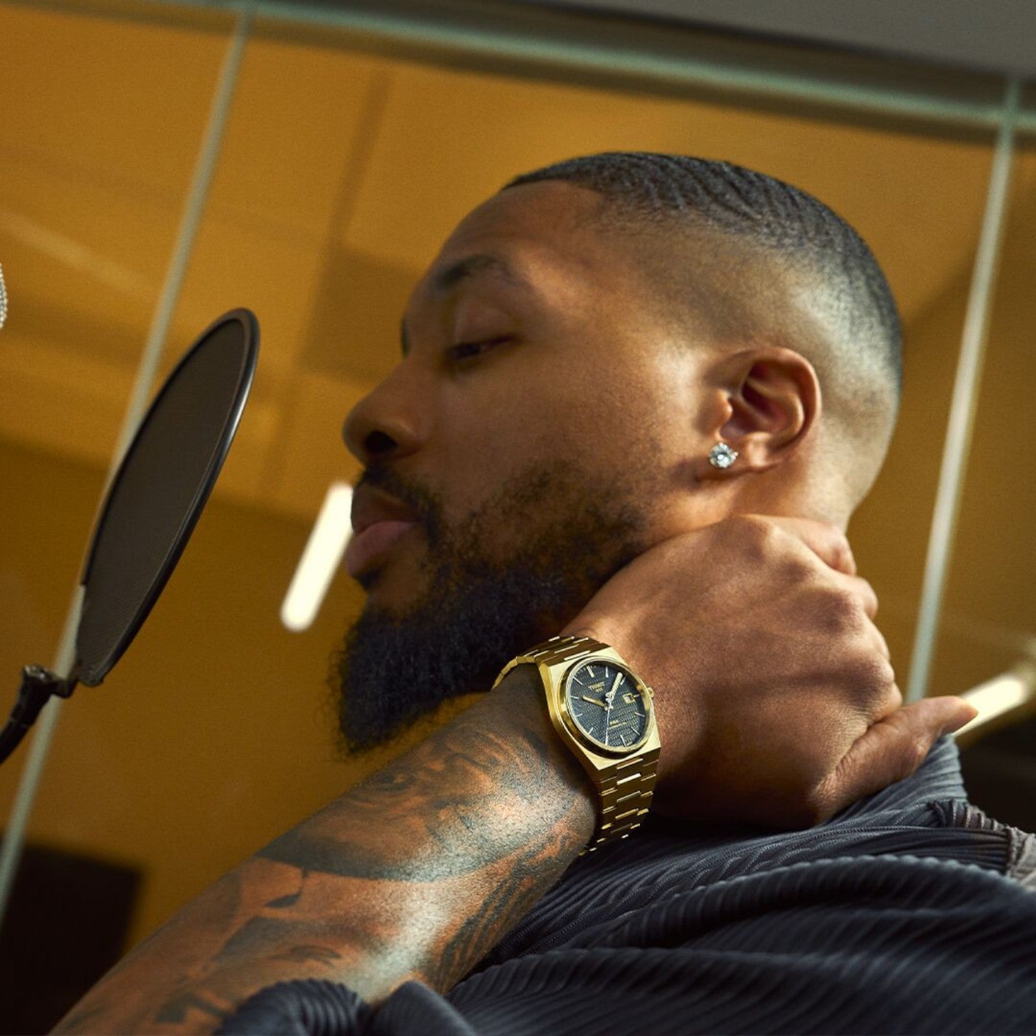 Tissot PRX Powermatic 80 Damian Lillard Special Edition 40mm Svart Urtavla & Guld PVD Stållänk T1374073305100