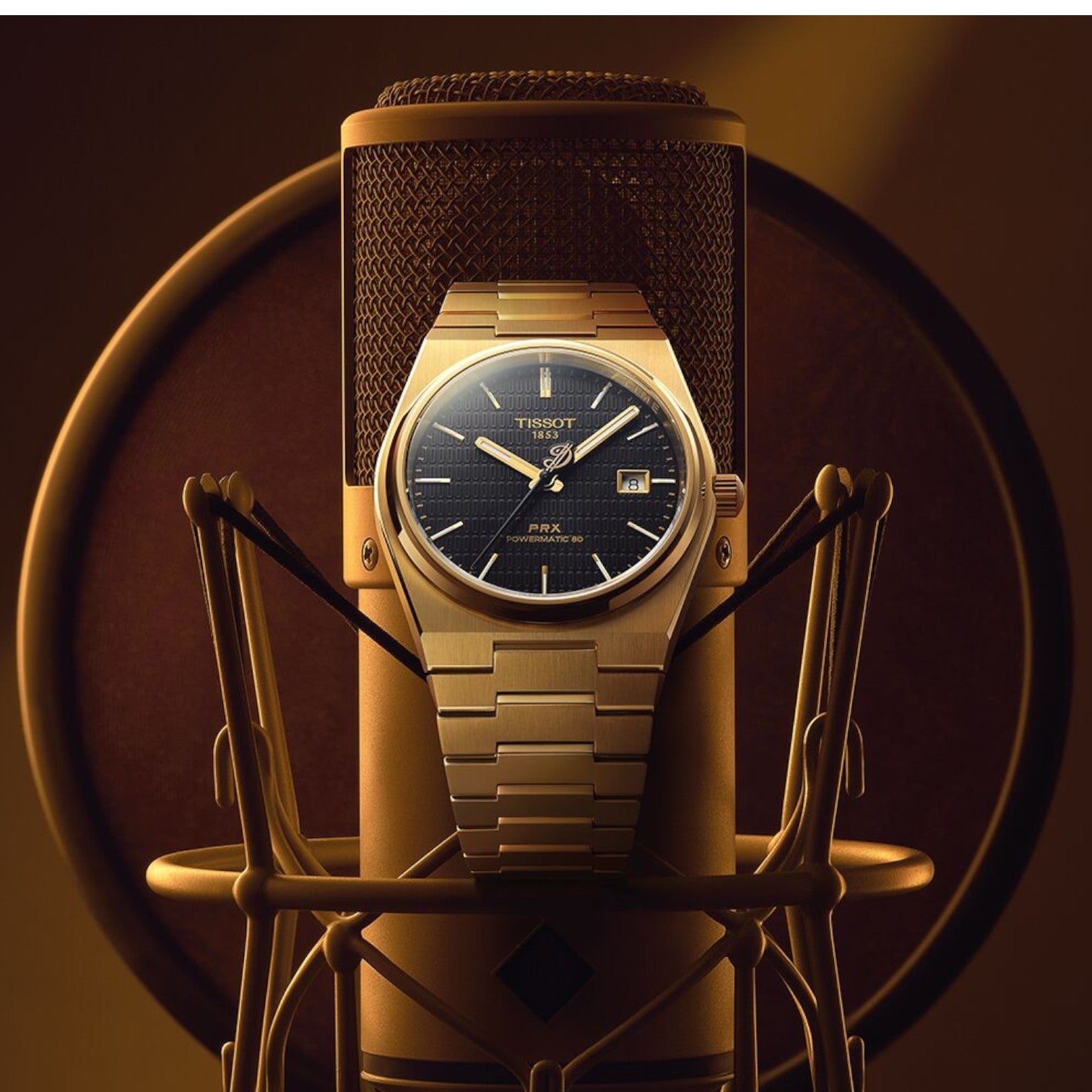 Tissot PRX Powermatic 80 Damian Lillard Special Edition 40mm Svart Urtavla & Guld PVD Stållänk T1374073305100