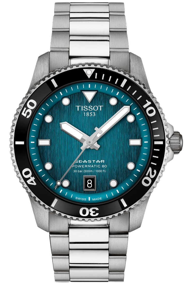 Tissot Seastar 1000 Powermatic 80 40mm Turkos-Svart & Steel Bracelet T1208071109100