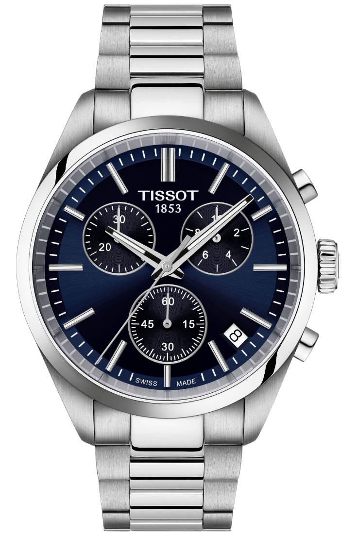 Tissot PR 100 Kvarts Kronograf Herrklocka Blå & Stållänk T1504171104100