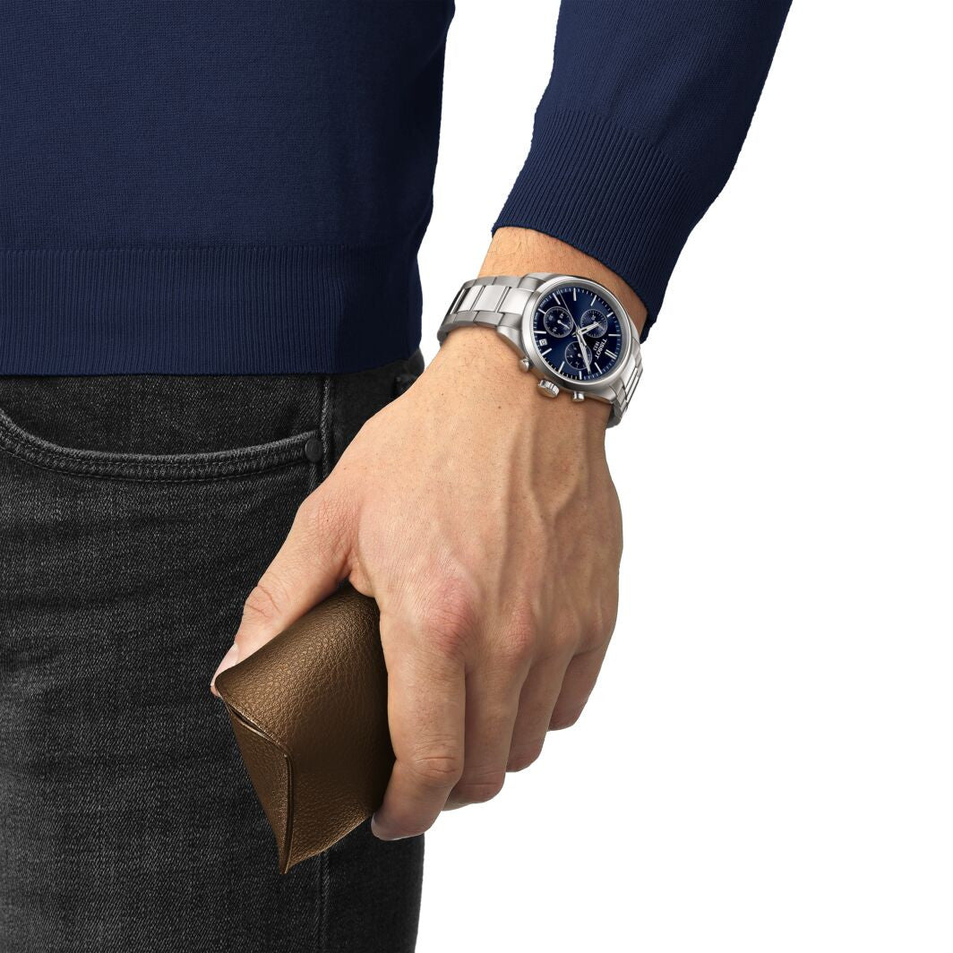 Tissot PR 100 Kvarts Kronograf Herrklocka Blå & Stållänk T1504171104100