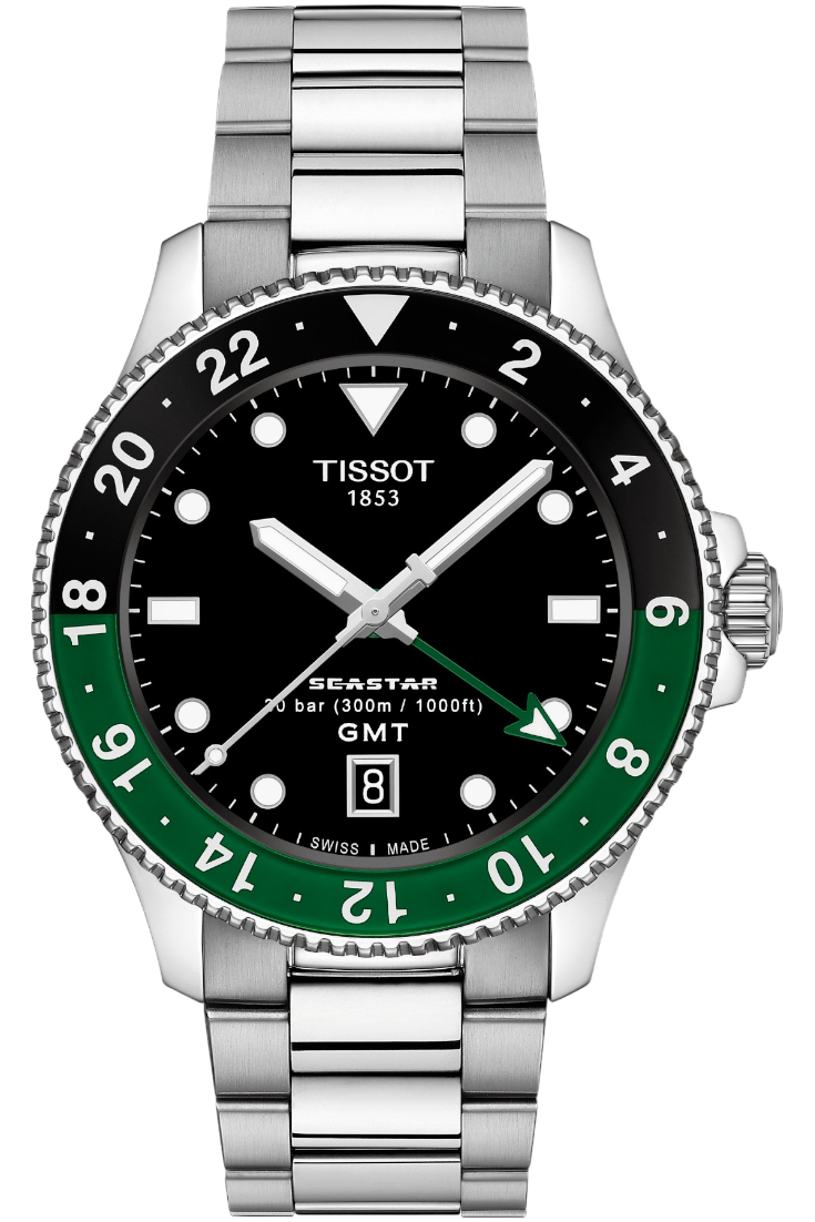 Tissot Seastar 1000 Quartz GMT 40mm Black & Steel Bracelet T1208521105100