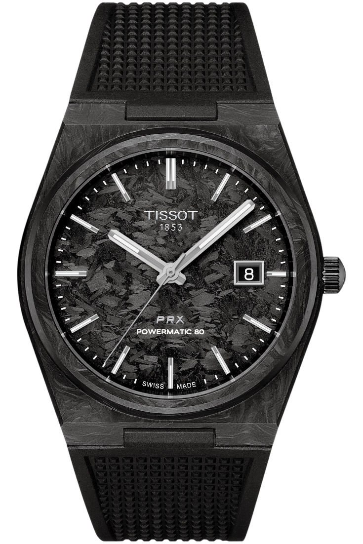 Tissot PRX Powermatic 80 40mm Black Carbon & Steel Bracelet T1379079720100