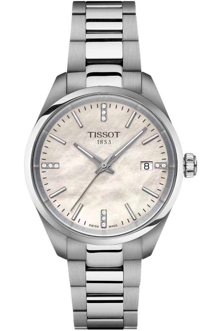 Tissot PR 100 Lady Quartz 34mm Diamond MOP & Steel Bracelet T1502101111600