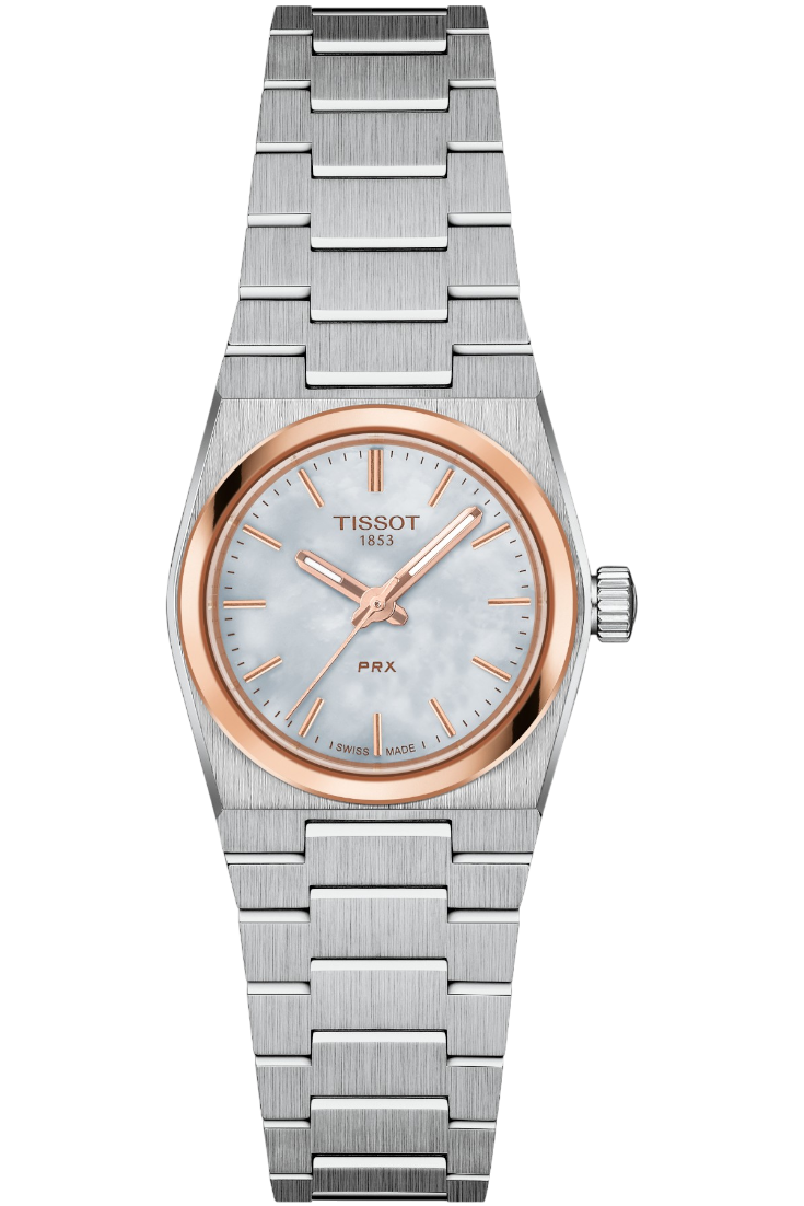 Tissot PRX 25mm Vit Pärlemor & Stållänk T1370102111100