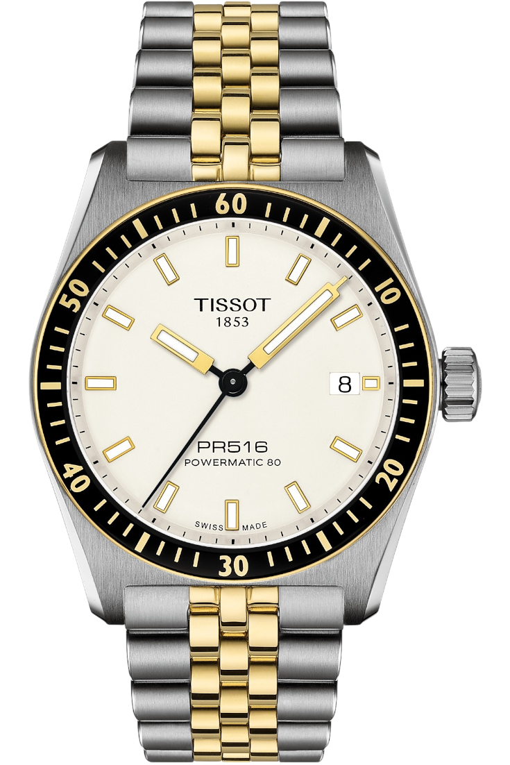 Tissot PR516 Powermatic 80 Vit & Guld PVD StållänkT1494072201100