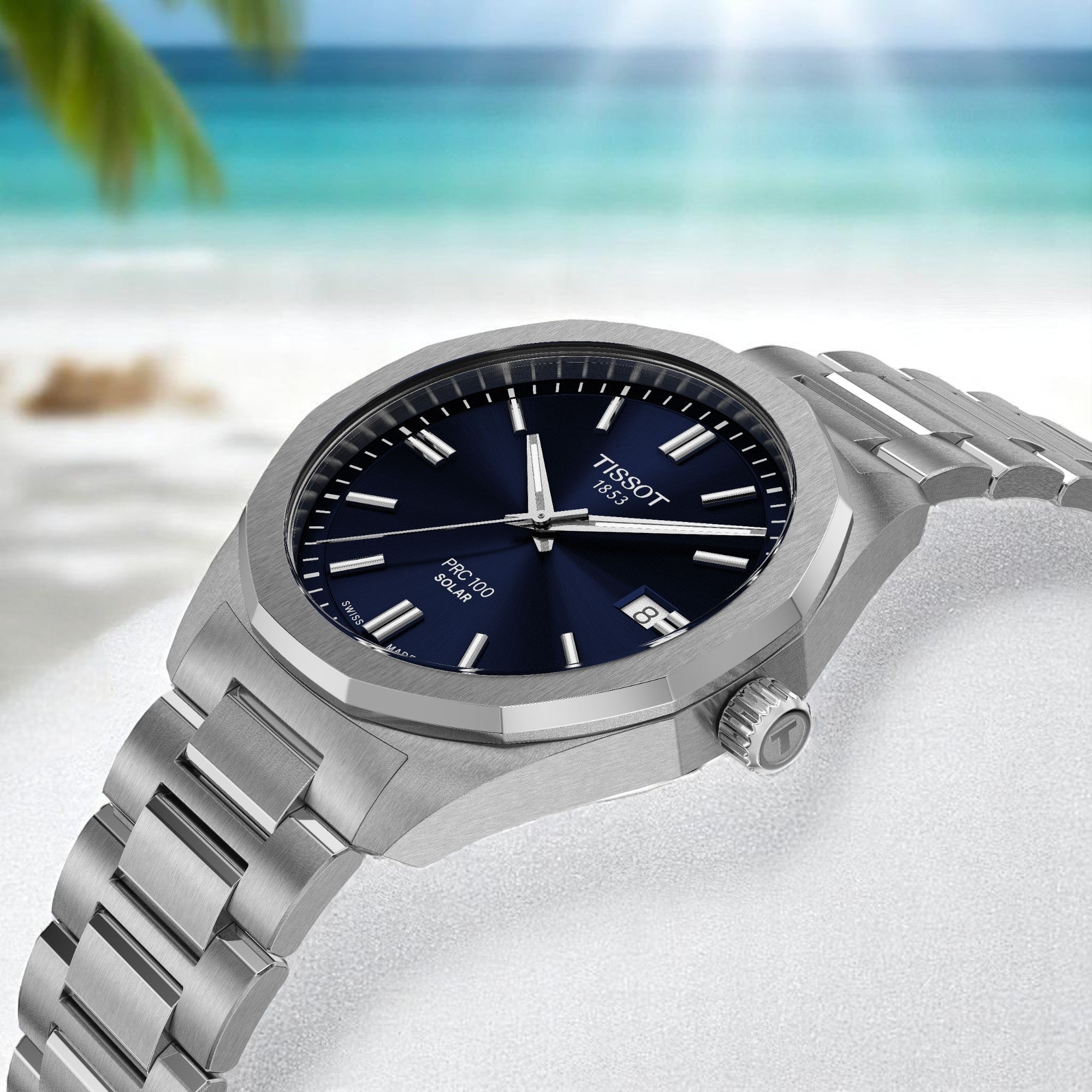 Tissot PRC 100 Solar Kvartz 39mm Blå & Stållänk T1514221104100