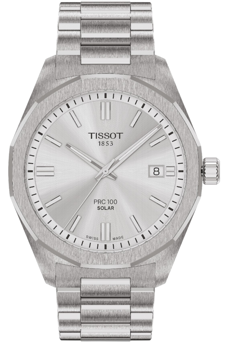 Tissot PRC 100 Solar Kvartz 39mm Silver & Stållänk T1514221103100
