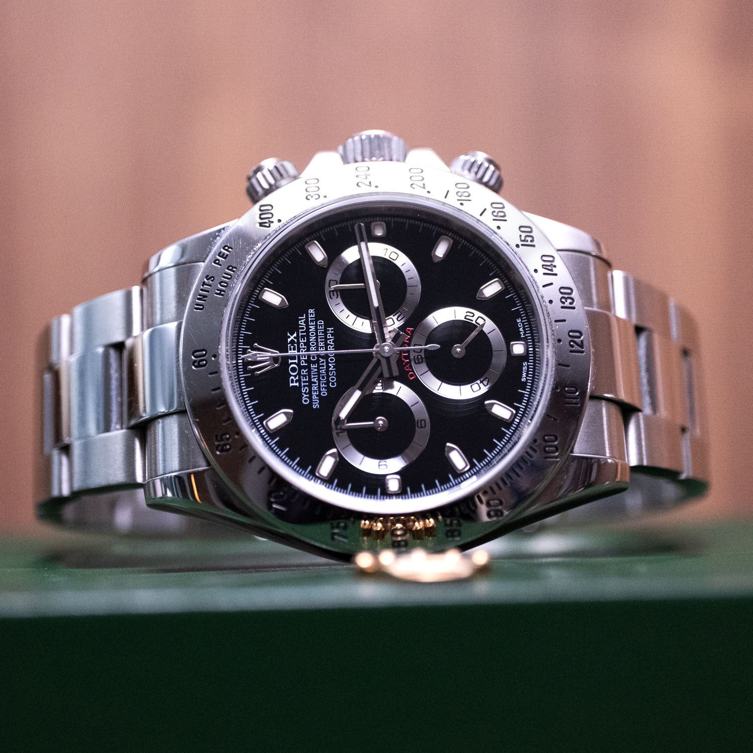 PRE-OWNED Rolex Daytona Black & Steel 116520
