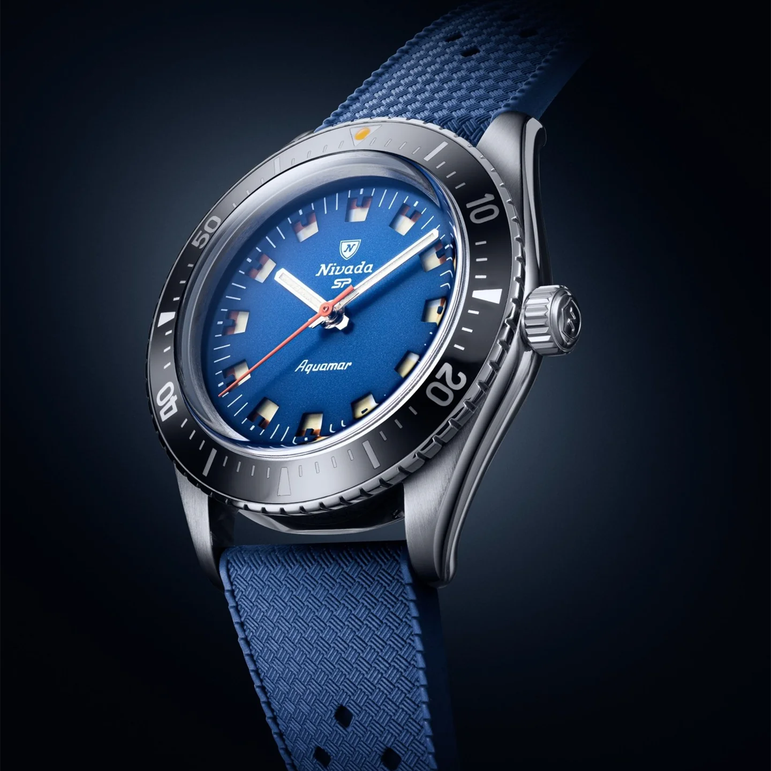 Nivada Grenchen Aquamar Blue Rubber Tropic 32074A24